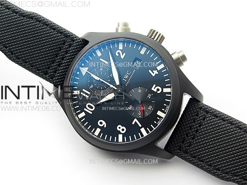 PILOT IW389001 CERAMIC CASE AZF 11 BEST EDITION BLACK DIAL ON BLACK NYLON STRAP A7750 (FUNCTION SAME AS GENUINE)