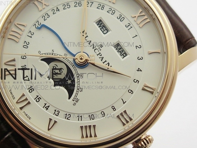 Villeret 6654 RG Complicated Function OMF 11 Best Edition White Dial on Brown Leather Strap A6654