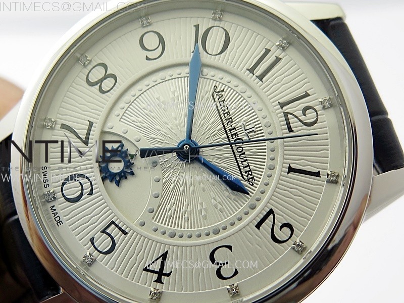 RENDEZ-VOUS NIGHT & DAY SS ZF 11 BEST EDITION WHITE TEXTURED DIAL SS BEZEL ON BLACK LEATHER STRAP SUPER CLONE A898