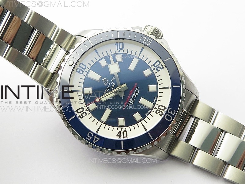 SUPEROCEAN AUTOMATIC 44 BLUE CERAMIC BEZEL TF 11 BEST EDITION BLUE DIAL ON SS BRACELET A2824