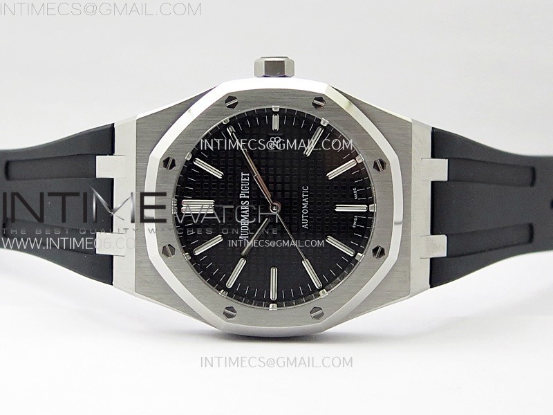 Royal Oak 41mm 15400 SS APSF 11 Best Edition Black Textured Dial on Black Rubber Strap SA3120 Super Clone V3