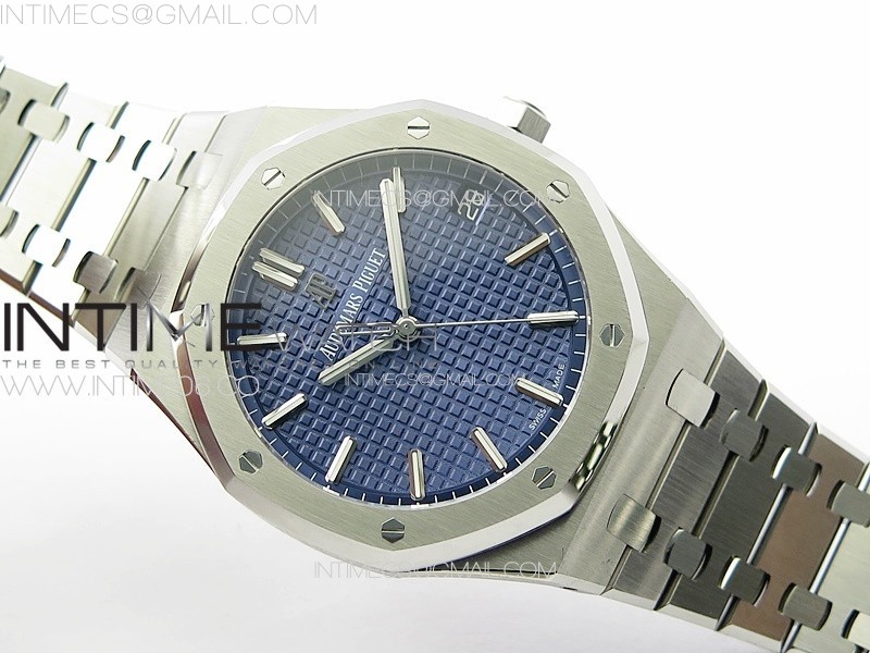 Royal Oak 41mm 15500 SS ZF 11 Best Edition Blue Textured Dial on SS Bracelet A4302 Super Clone V3