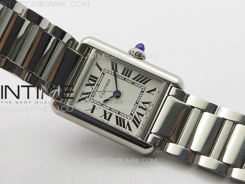 TANK LOUIS LADIES 22MM SS 8848F 11 BEST EDITION WHITE DIAL ON SS BRACELET RONDA QUARTZ(FREE LEATHER STRAP)