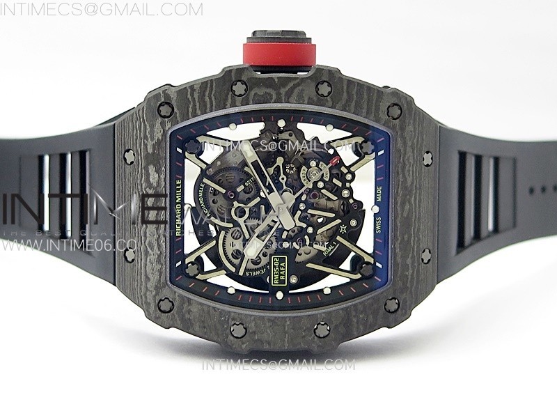 RM035-02 Real NTPT ZF All in one movement 11 Best Edition Skeleton Dial on Black Rubber Strap V5