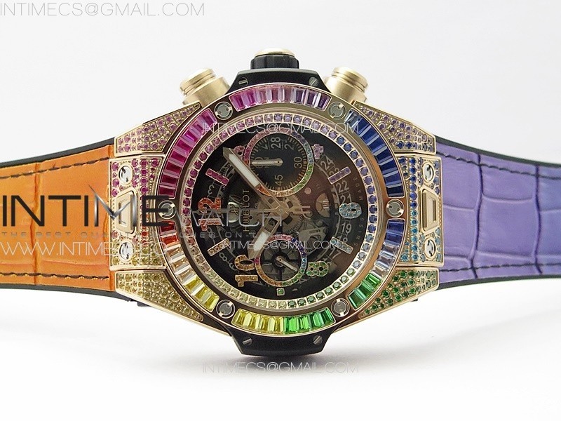 BIG BANG UNICO RAINBOW KING RG 45MM ZF 11 BEST EDITION ON RAINBOW GUMMY STRAP A1242