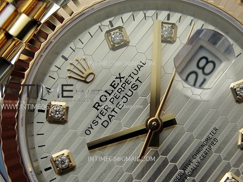 DateJust 36 SS 126231 904L SSRG VSF 11 Best Edition Silver Fluted Dial Diamonds Markers on Jubilee Bracelet VS3235