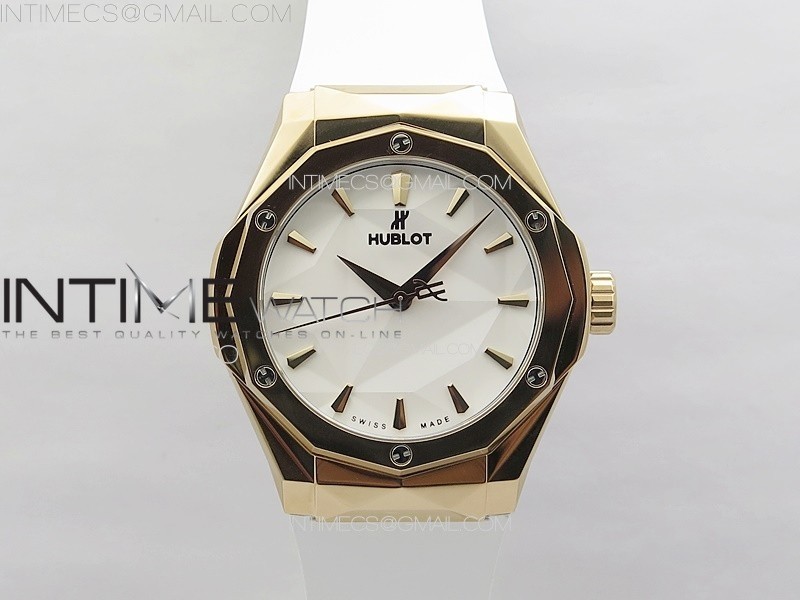 Classic Fusion Orlinski RG APSF 1:1 Best Edtion White Faceted Dial on White Rubber Strap A2892