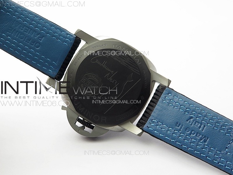 MARINA8 PAM1122 SSDLC TTF 11 BEST EDITION GRAY DIAL ON BLACKBLUE LEATHER STRAP P9010