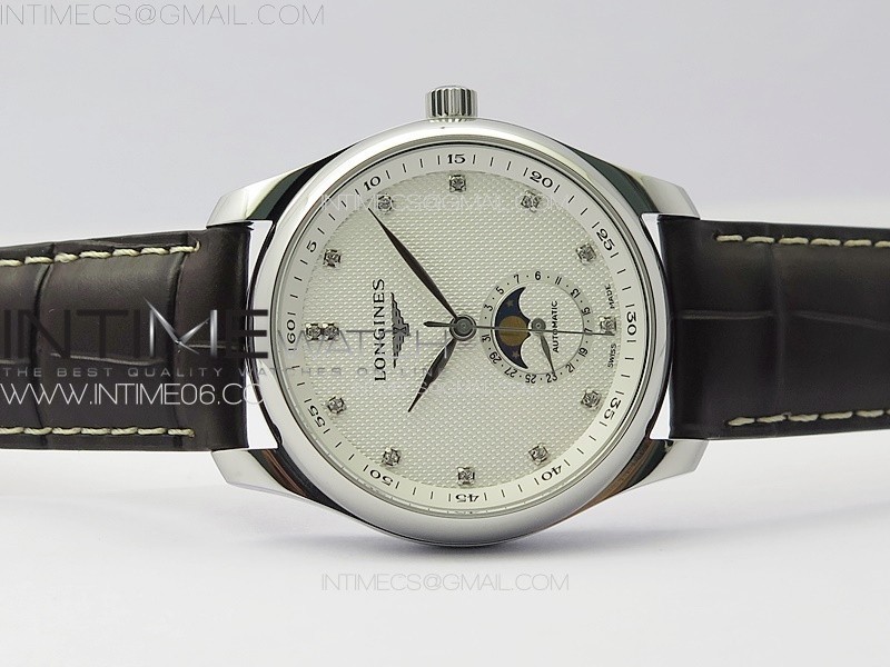 Master Moonphase SS APSF 11 Best Edition White Diamonds Dial on Brown Leather Strap AL899ㅣ