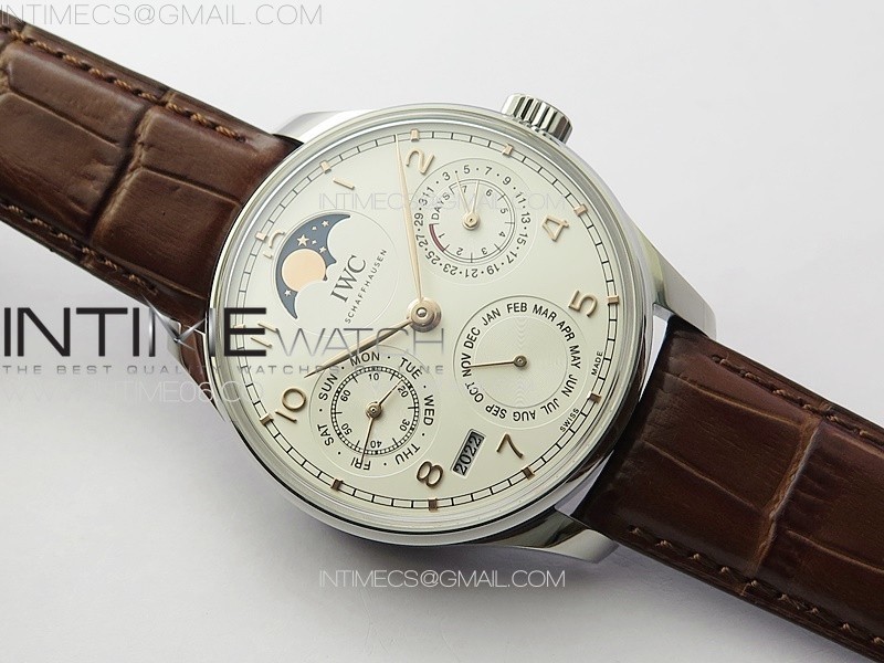 Portuguese IW503307 Real PR SS APSF 11 Best Edition White Dial On Brown Leather Strap A52610