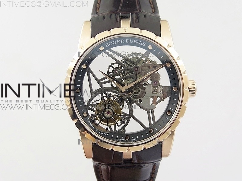 Excalibur Rddbex0392 RG BBR Best Edition Skeleton Dial on Brown Leather Strap A2136 Tourbillon