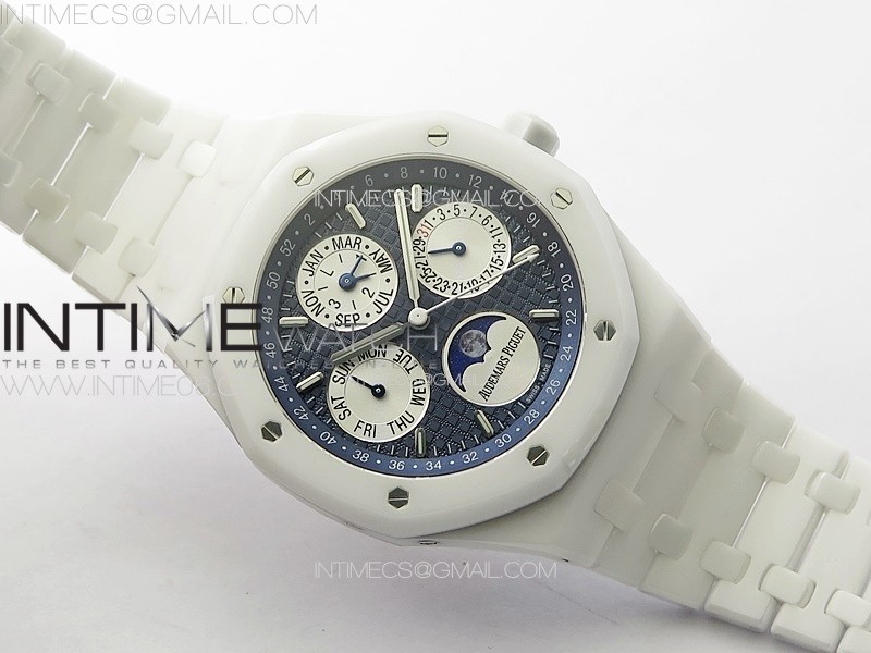 Royal Oak Perpetual Calendar 26579CB White Ceramic APSF Best Edition on White Ceramic Bracelet A5134 V3