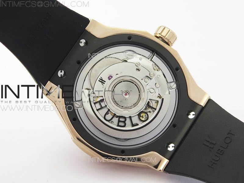 CLASSIC FUSION ORLINSKI SS FULL REAL DIAMONDS RG B50F 11 BEST EDITION BLACK FACETED DIAL ON BLACK RUBBER STRAP A2892