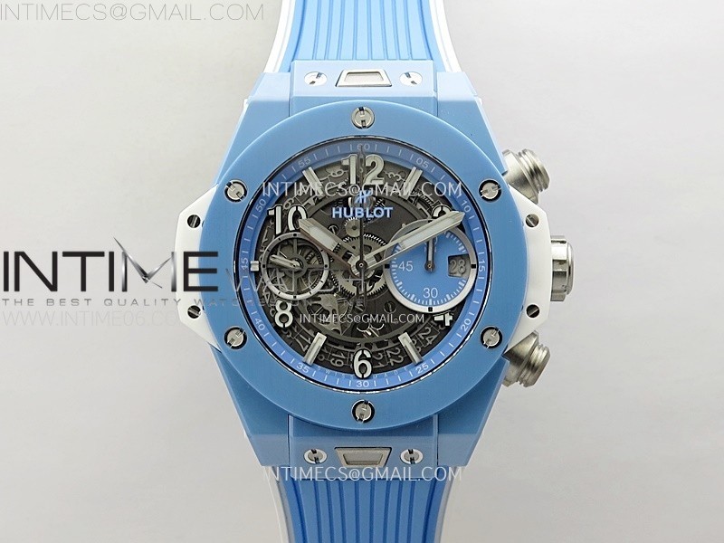 Hublot Big Bang Unico BlueWhite Ceramic BBF 11 Best Edition Skeleton Dial on BlueWhite Rubber Strap A1280