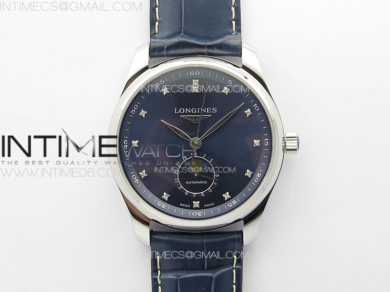 Master Moonphase SS APSF 11 Best Edition Blue Diamonds Dial on Blue Leather Strap AL899