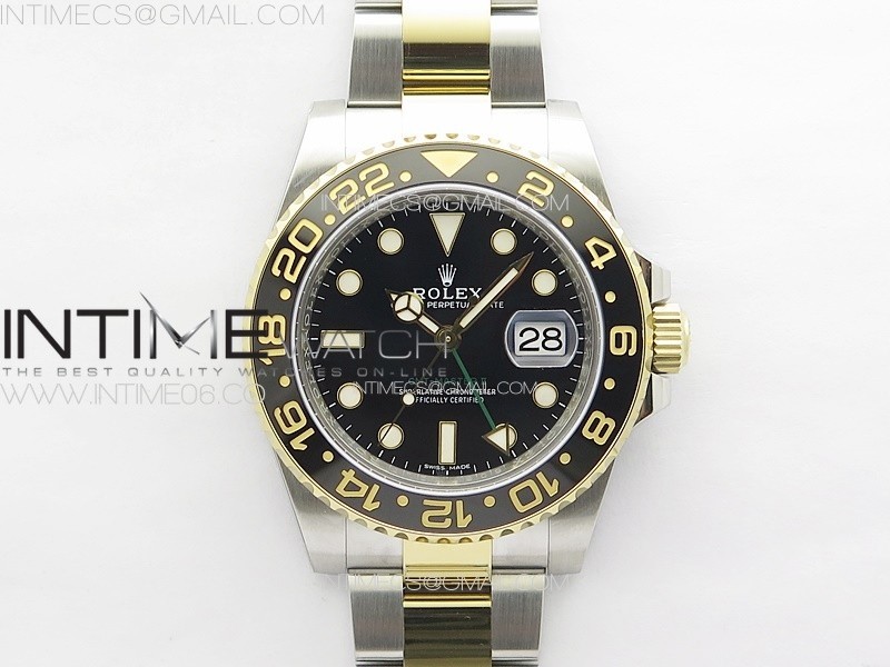 GMT Master II 116713 LN 904L SSYG Clean Factory 11 Best Edition Black Dial on Oyster Bracelet SA3186 CHS