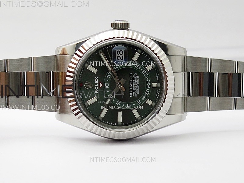 Sky-Dweller 326934 904L SS ZF 11 Best Edition Green Dial on SS Bracelet Asian 2824