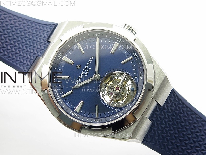 Overseas Tourbillon SS BBR Best Edition Blue Dial on Blue Rubber Strap