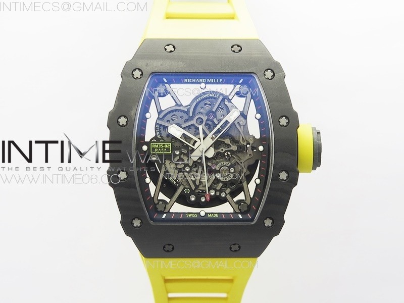 RM035-02 Real Forge Carbon ZF 11 Best Edition Skeleton Dial on Yellow Rubber Strap NH05A V3+