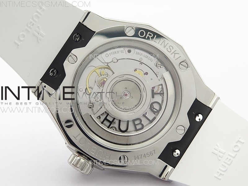 CLASSIC FUSION ORLINSKI SS FULL DIAMONDS APSF 11 BEST EDTION WHITE FACETED DIAL ON WHITE RUBBER STRAP A2892