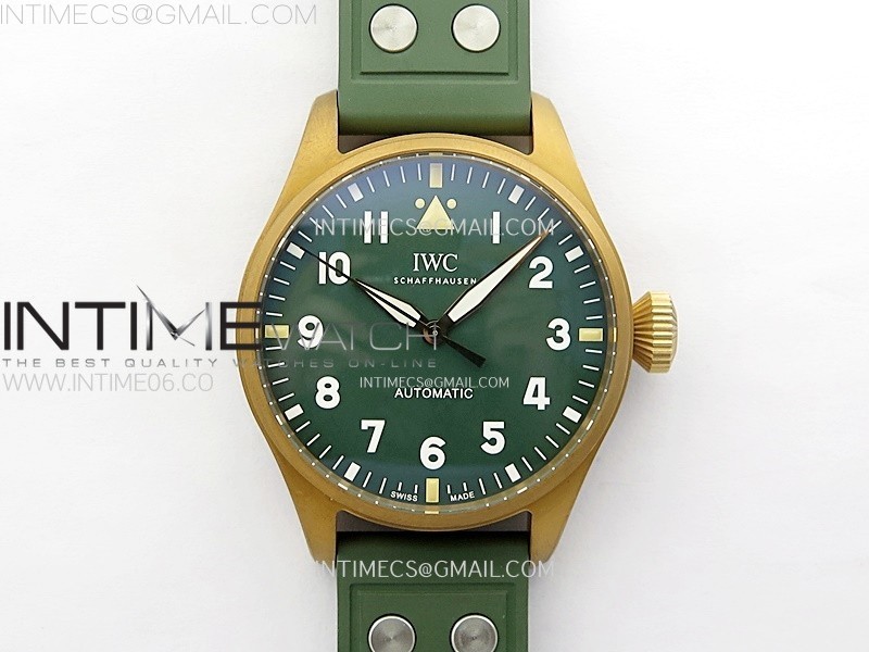 BIG PILOT IW329702 BRONZE M+F 11 BEST EDITION GREEN DIAL ON GREEN RUBBER STRAP SEIKO 8N-24