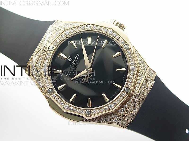 Classic Fusion Orlinski RG Full Diamonds APSF 11 Best Edtion Black Faceted Dial on Black Rubber Strap A2892