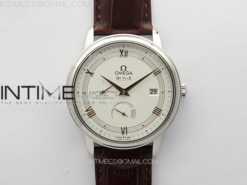 De Ville Prestige Real PR SS ZF 1:1 Best Edition White Dial RG Markers on Brown Leather Strap MIYOTA 9015