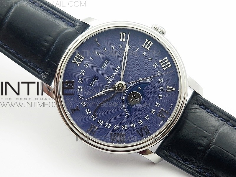 Villeret 6654 SS Complicated Function OMF V2 11 Best Edition Black Dial on Blue Leather Strap A6654