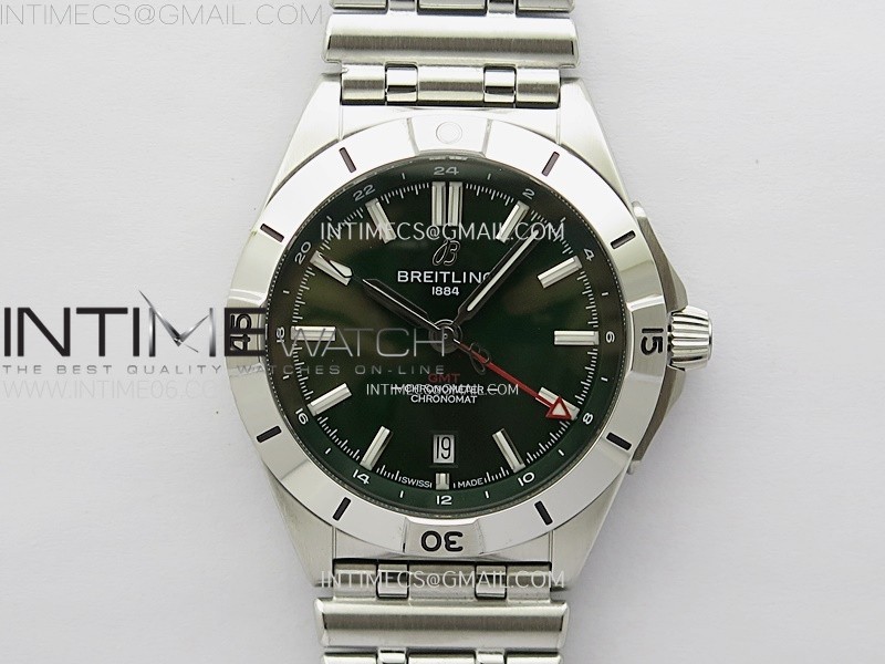 CHRONOMAT 40MM GMT SS TWSF 11 BEST EDITION GREEN DIAL ON SS BRACELET A2836