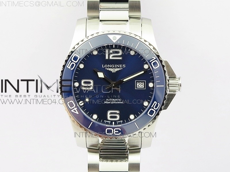 CONQUEST L3.840.4.56.6 REAL CERAMIC BEZEL SS ZF 11 BEST EDITION BLUE DIAL ON SS BRACELET A2824