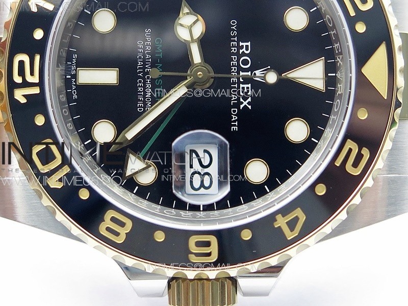 GMT Master II 116713 LN 904L SSYG Clean Factory 11 Best Edition Black Dial on Oyster Bracelet SA3186 CHS