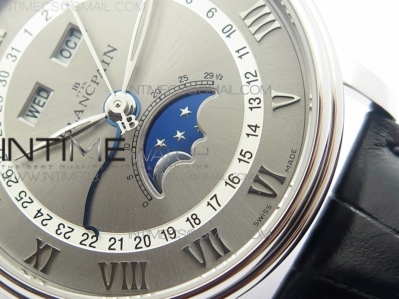 Villeret 6654 SS Complicated Function OMF V2 11 Best Edition Gray Dial (White Datewheel) on Black Leather Strap A6654