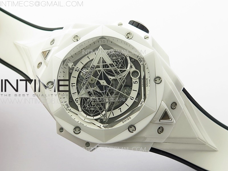 BIG BANG SANG BLEU II WHITE CERAMIC BBF BEST EDITION ON WHITE RUBBER STRAP A1240