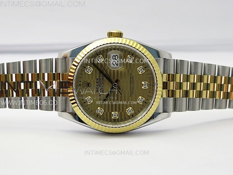 DateJust 36 SS 126233 904L SSYG VSF 11 Best Edition Gold Fluted Dial Diamonds Markers on Jubilee Bracelet VS3235