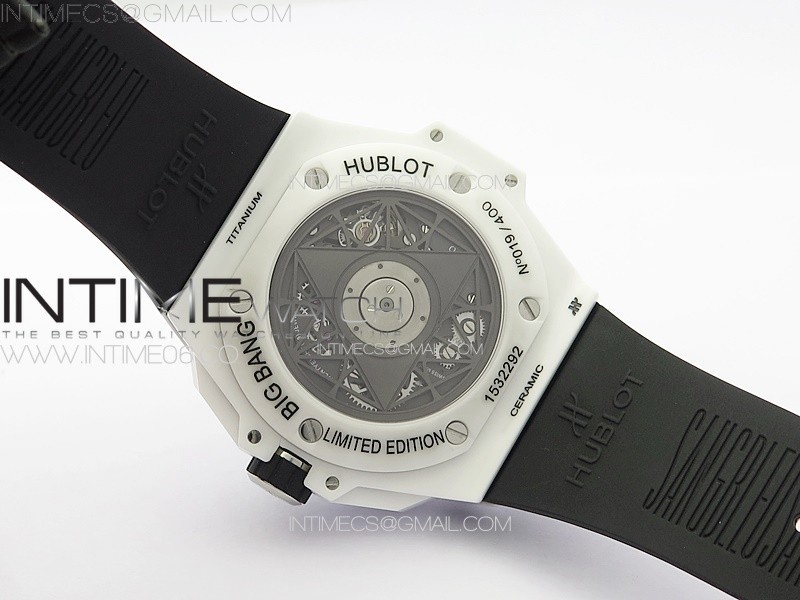 BIG BANG SANG BLEU II WHITE CERAMIC BBF BEST EDITION ON WHITE RUBBER STRAP A1240