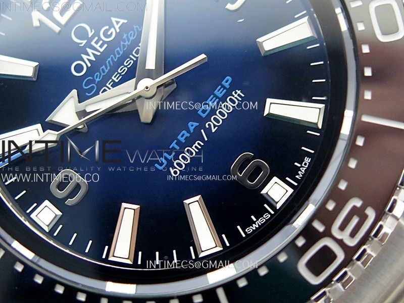 Seamaster 6000M Ultra Deep SS TF 11 Best Edition Blue Dial Blue Ceramic Bezel on SS Bracelet A2824