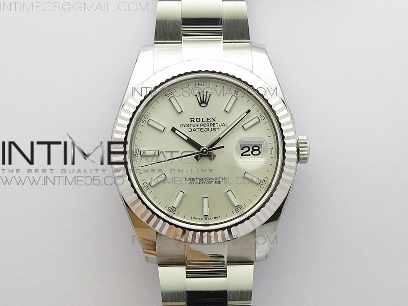 DateJust 41 126334 Fluted Bezel ARF 1:1 Best Edition 904L Steel Silver Stick Dial on Jubilee Bracelet A2824