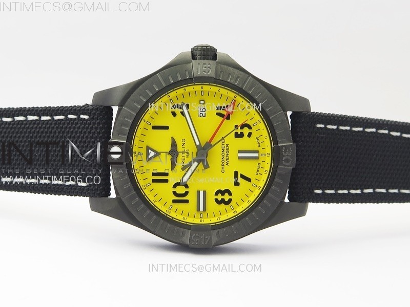 AVENGER V32395 45MM TI DLC 11 BEST EDITION YELLOW DIAL ON NYLON STRAP A2824