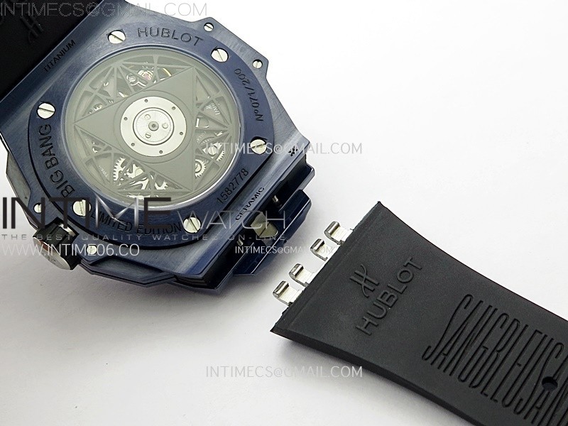 BIG BANG SANG BLEU II BLUE CERAMIC BBF BEST EDITION ON BLUE RUBBER STRAP A1240