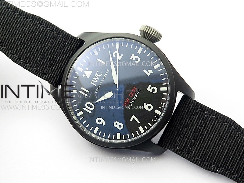 BIG PILOT IW329801 REAL CERAMIC M+F 11 BEST EDITION BLACK DIAL ON BLACK CALFSKIN STRAP SEIKO 8N-24