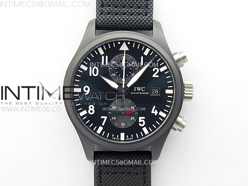 PILOT IW389001 CERAMIC CASE AZF 11 BEST EDITION BLACK DIAL ON BLACK NYLON STRAP A7750 (FUNCTION SAME AS GENUINE)