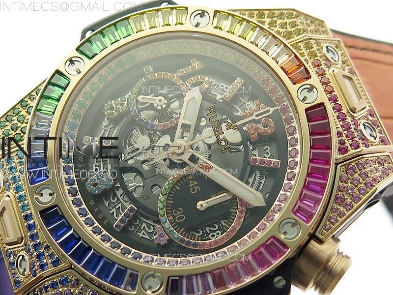 BIG BANG UNICO RAINBOW KING RG 45MM ZF 11 BEST EDITION ON RAINBOW GUMMY STRAP A1242