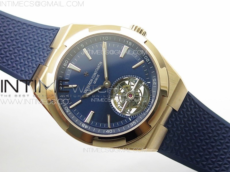 Overseas Tourbillon RG BBR Best Edition Blue Dial on Blue Rubber Strap