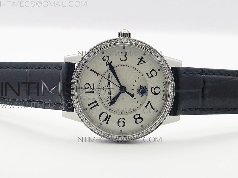 MASTER ULTRA THIN MOON LADIES SS ZF 11 BEST EDITION WHITE TEXTURE DIAL ON BLACK LEATHER STRAP A898