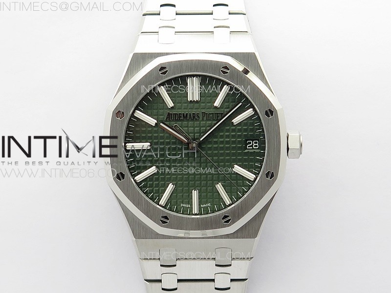 Royal Oak 41mm 15510 50th SS ZF 11 Best Edition Green Textured Dial on SS Bracelet A4302