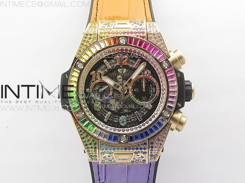 BIG BANG UNICO RAINBOW KING RG 45MM ZF 11 BEST EDITION ON RAINBOW GUMMY STRAP A1242