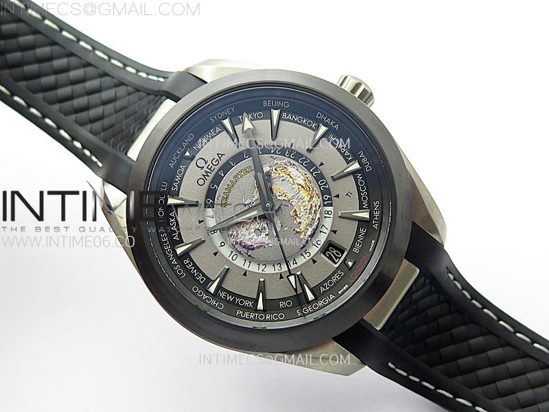 AQUA TERRA 150M 43MM 24 TI VSF 11 BEST EDITION GRAY DIAL ON BLACK RUBBER STRAP A8938 SUPER CLONE