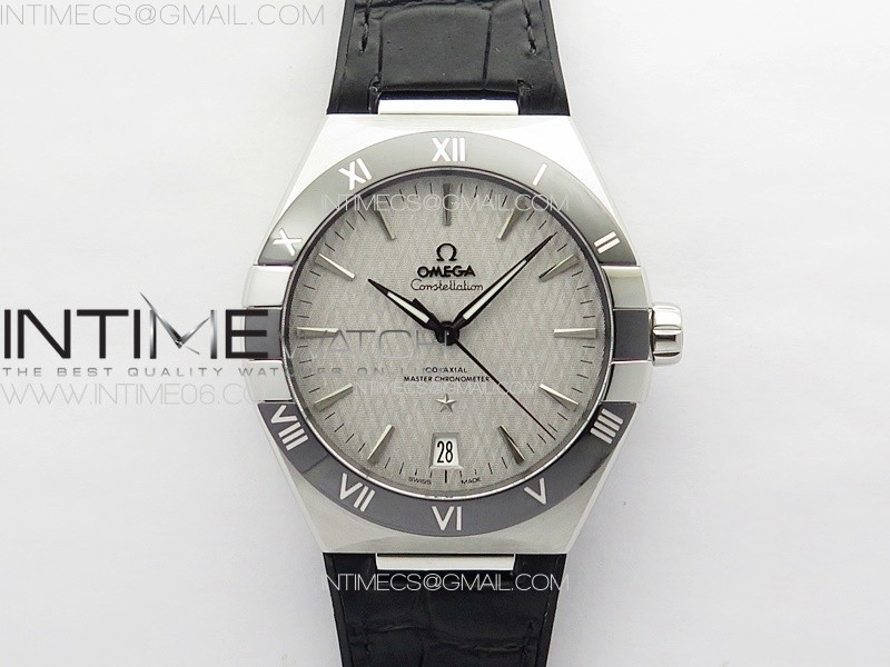 Constellation 41mm SSBlack Ceramic Bezel VSF 11 Best Edition Silver Dial on Black Gummy Strap A8900