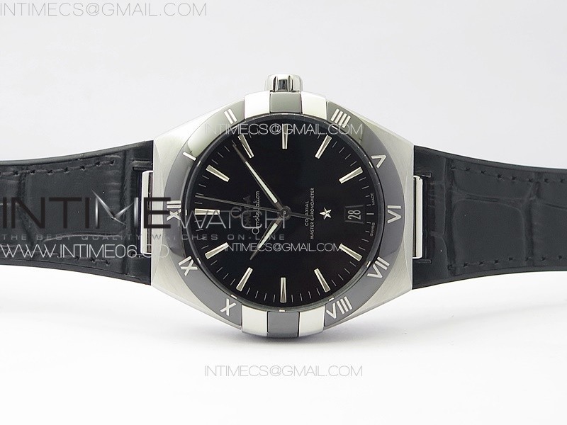 Constellation 41mm SSBlack Ceramic Bezel VSF 11 Best Edition Black Dial on Black Gummy Strap A8900