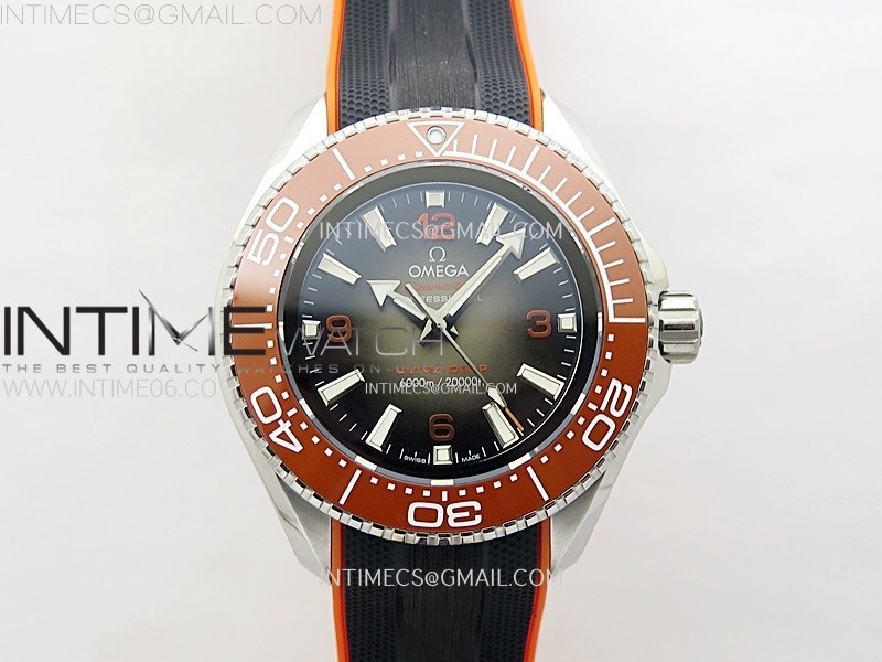 Seamaster 6000M Ultra Deep SS TF 11 Best Edition Gray Dial Orange Ceramic Bezel on Black Rubber Strap A2824